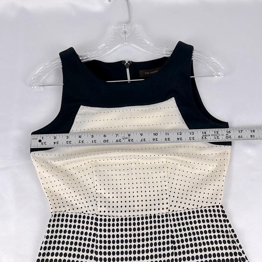 The Limited Polka Dot Mini Dress Back Zip Sleeveless Black Cream Size 0 - Picture 6 of 11